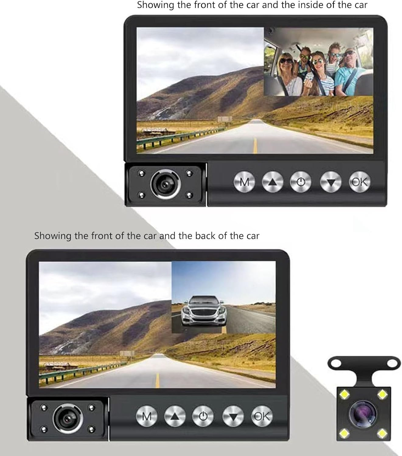 Dash Cam Front inside Rear Car Driving Recorder with 170&deg; Wide Angle 1080P HD Night Vision, Remote Wifi Monitoring, GPS Track Motion Detection G Sensor 4 Inch Touch Screen image number 1