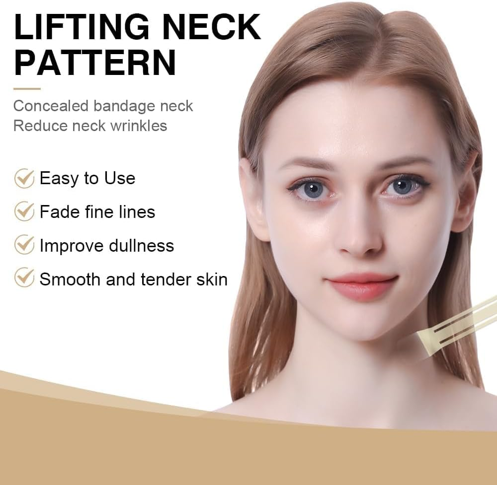 48 Pcs Neck and Face Lift Tape Invisible, 8 Pcs Neck Lifting Tape Invisible 20 Replacement Patches Face Tapes Seamless Waterproof Tapes for Daily Lifting Sagging Skin Firming Face Double Chin image number 2