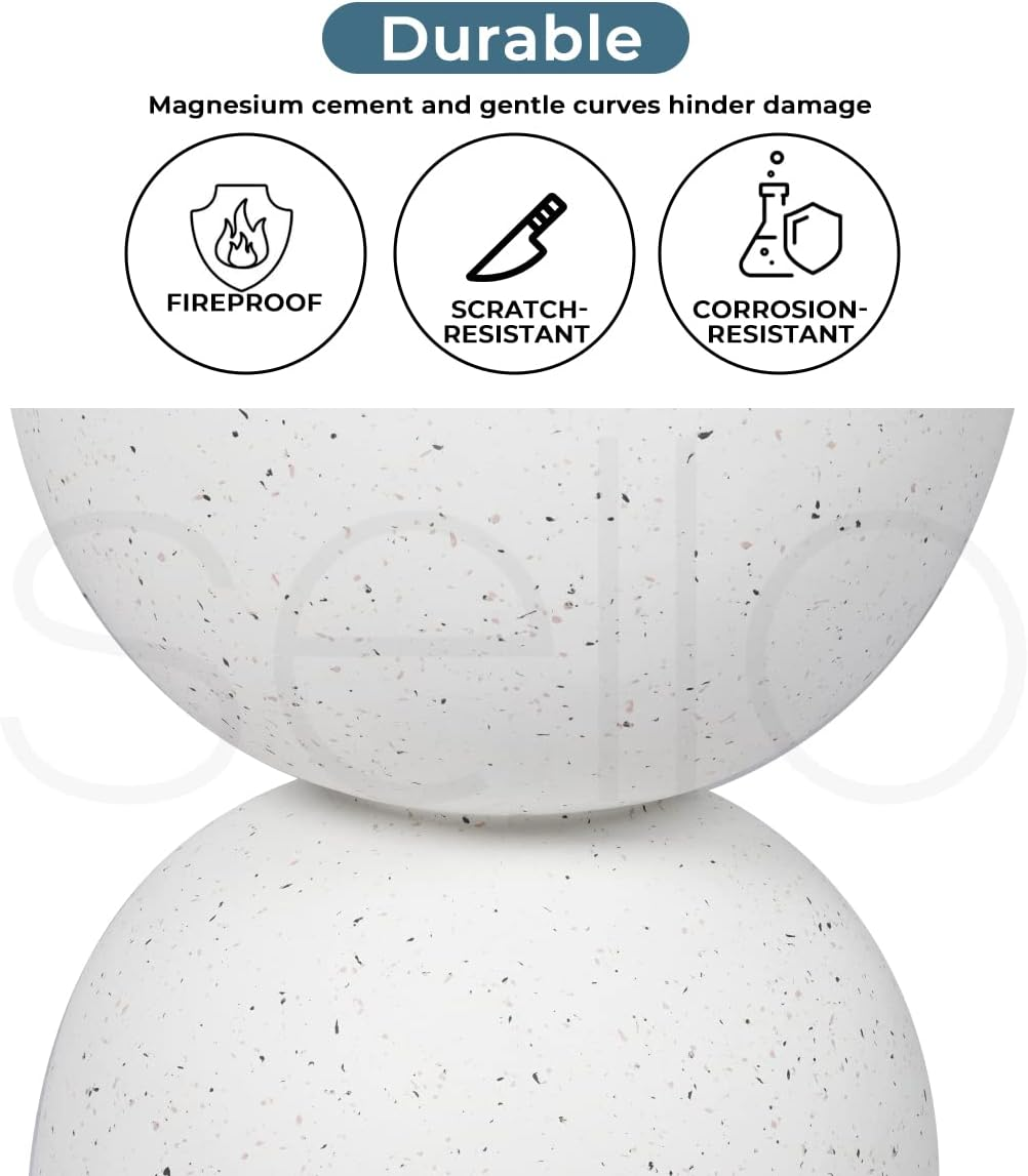 LEVEDE round Side Table, Small Hourglass End Table, Vintage Terrazzo Coffee Tables, Bedside Table for Living Room, Bedroom, Office, Cafe, No Assembly Required (40 X 46Cm, Beige) image number 2