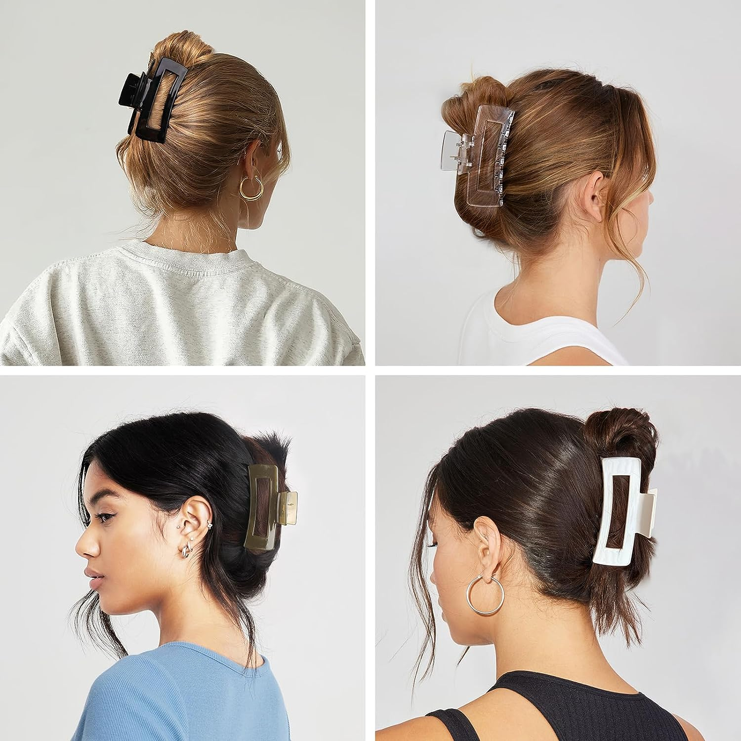 Vigorpace 8 Pcs Large Hair Claw Clips 4.1" Non-Slip Big Square Matte Hair Claw Clips for Women Girls, Strong Hold Banana Clips for Thick Thin Hair image number 5