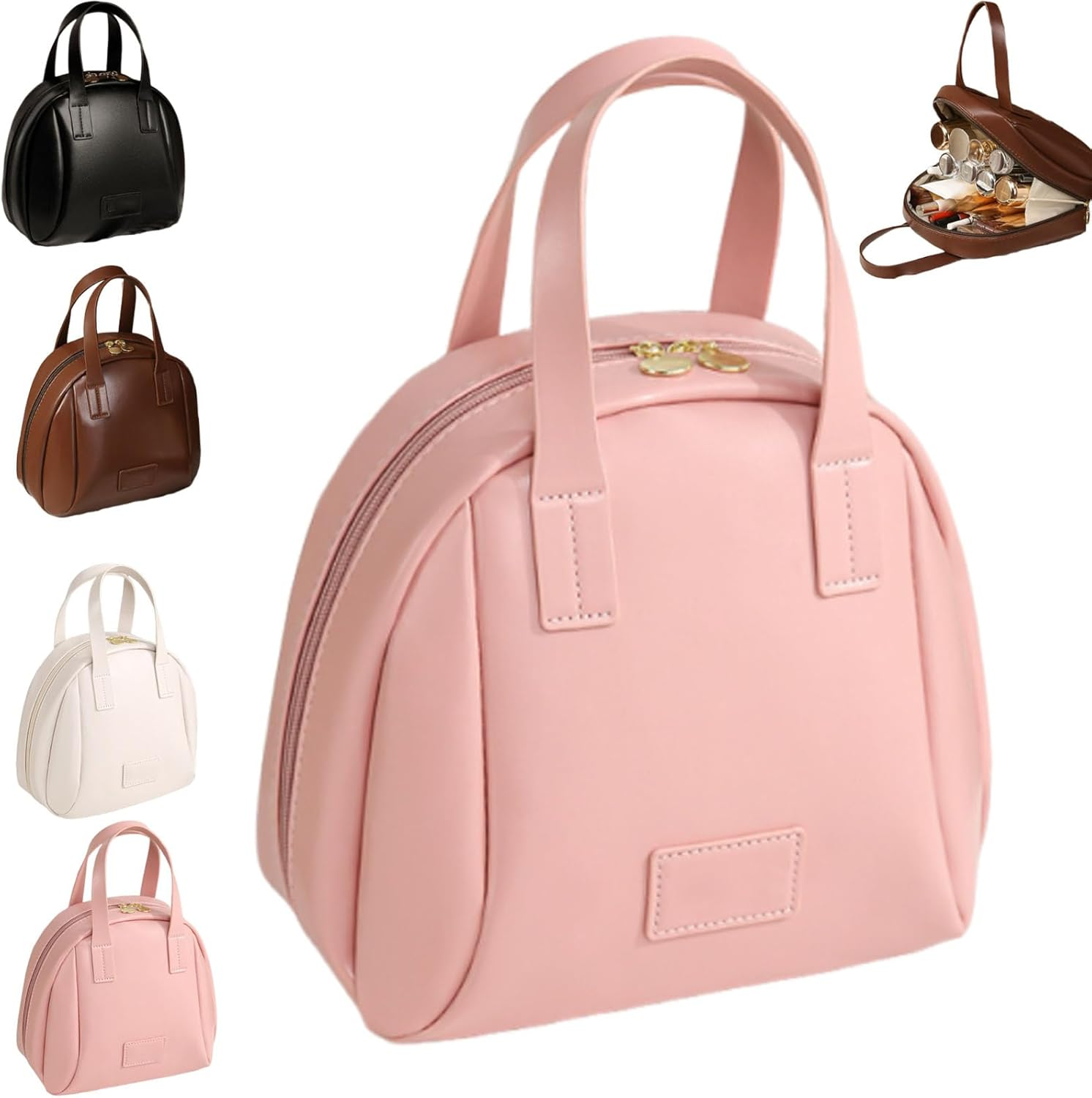 Multi Layered Shell Shaped Cosmetic Bag, Lightly Travel Multi-Layered Shell-Shaped Cosmeticbag, Portable Large Capacity PU Shell Waterproof Handbag Stylecosmetic Bag for Women (White)