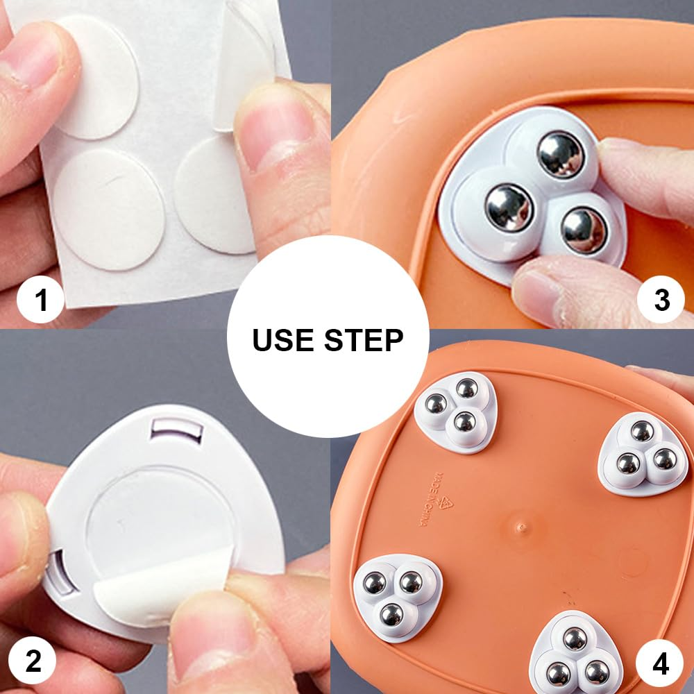 Mini Swivel Casters Wheels 20Pcs, 360 Degree Rotating Casters, Furniture Castors Self-Adhesive with 3 Steel Balls image number 6