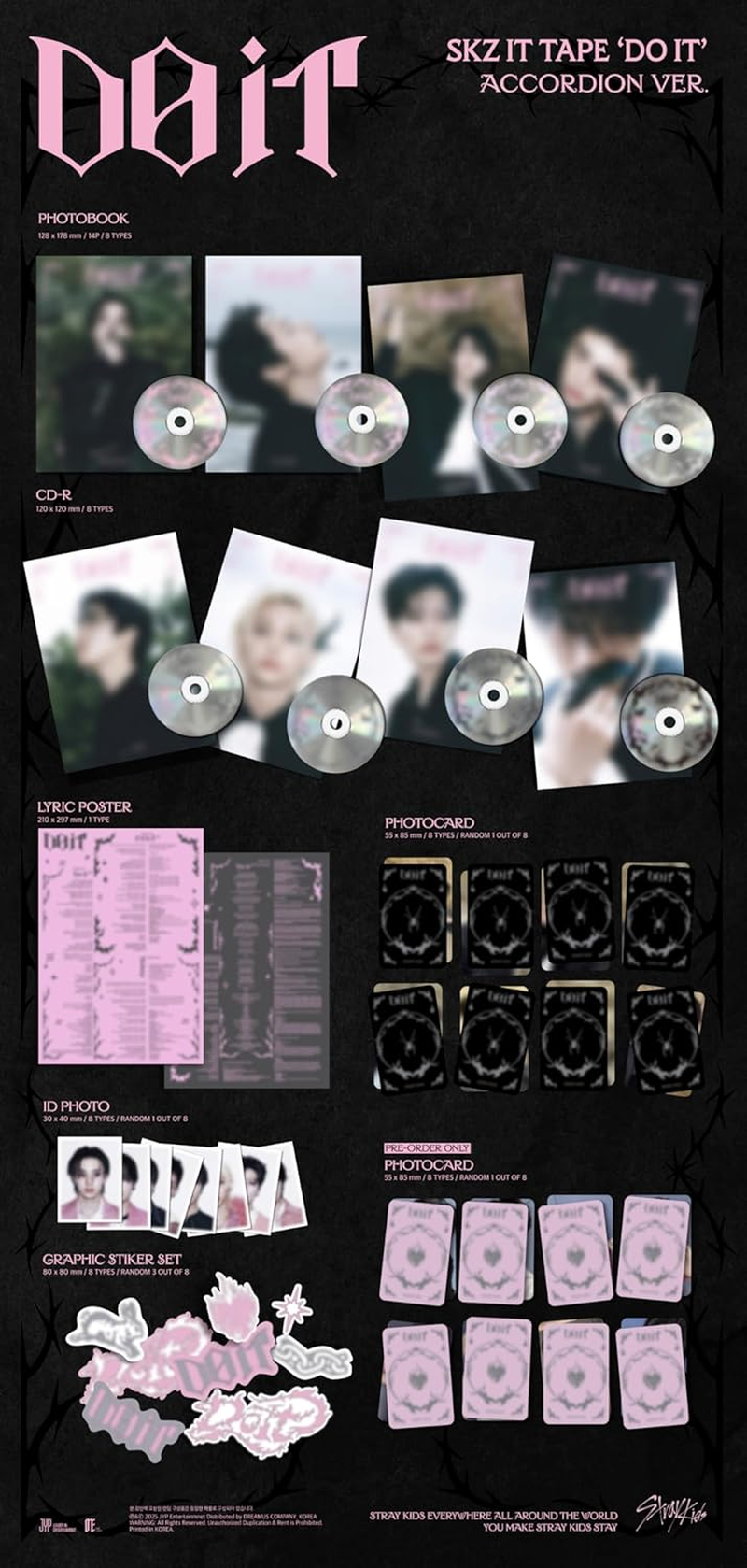 Stray Kids DO IT SKZ IT TAPE Album with Tracking Sealed (DO 2 Version Set : Do+1Accordion) image number 6