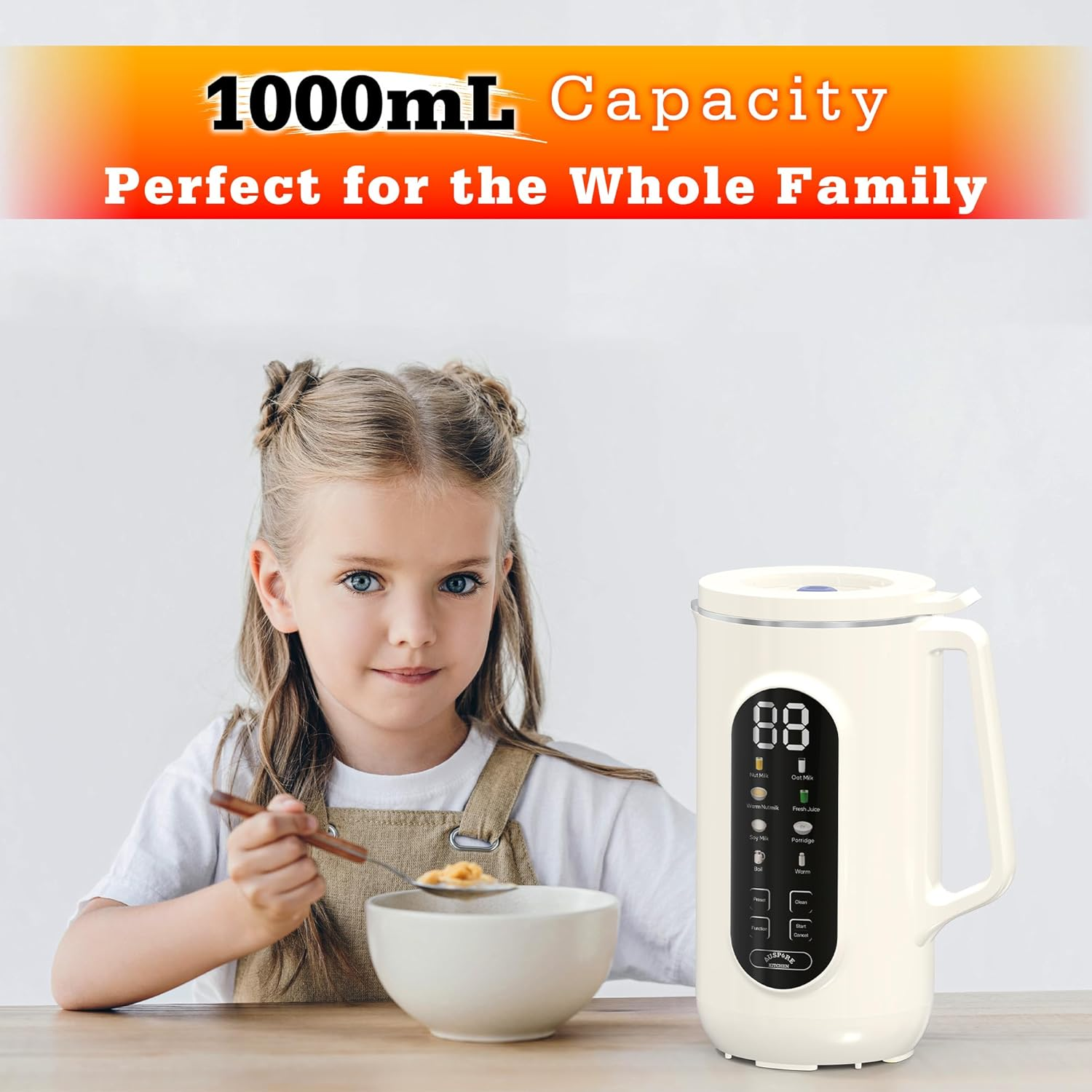 Soy Milk Maker Machine, 1000Ml, 10 Blades, 8-In-1 Multifunctional Design for Nut, Oat, Almond, Soy Milk, Fresh Juice & More - Self-Cleaning, Overheat Protection, 12H Preset Timer, Warm & Boil image number 3