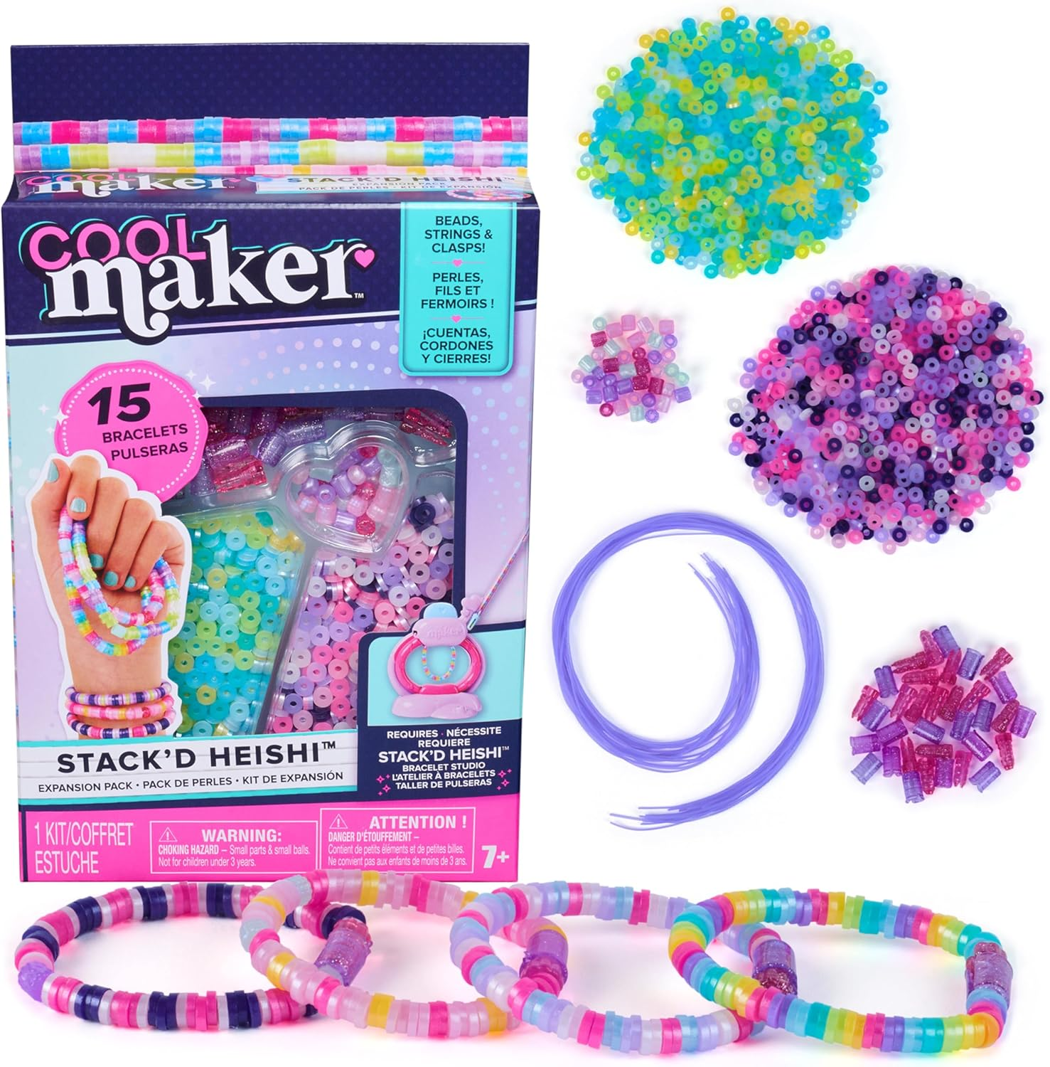 Cool Maker, Stack&rsquo;D Heishi Expansion Pack, Bracelet Making Kit with over 1300 Beads for Bracelets, Makes 15, Arts and Crafts Kids Toys for Girls Ages 7 and Up image number 6