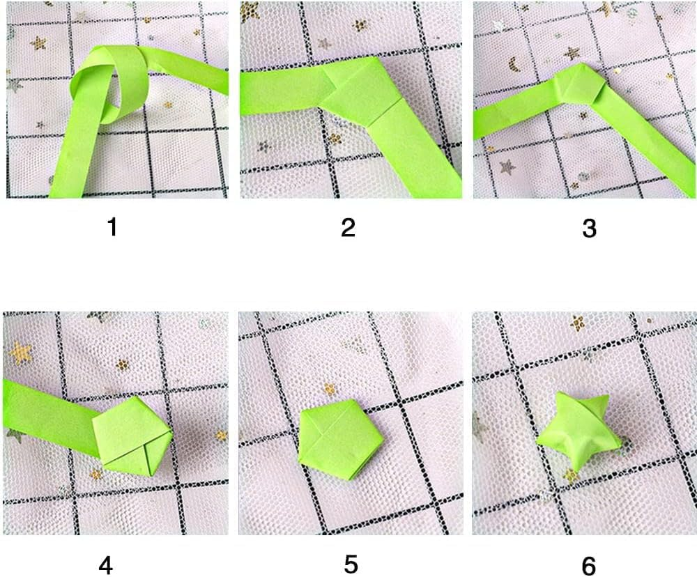 Origami Star Paper Strips, Handmade DIY Lucky Star Origami, Star Pattern image number 3