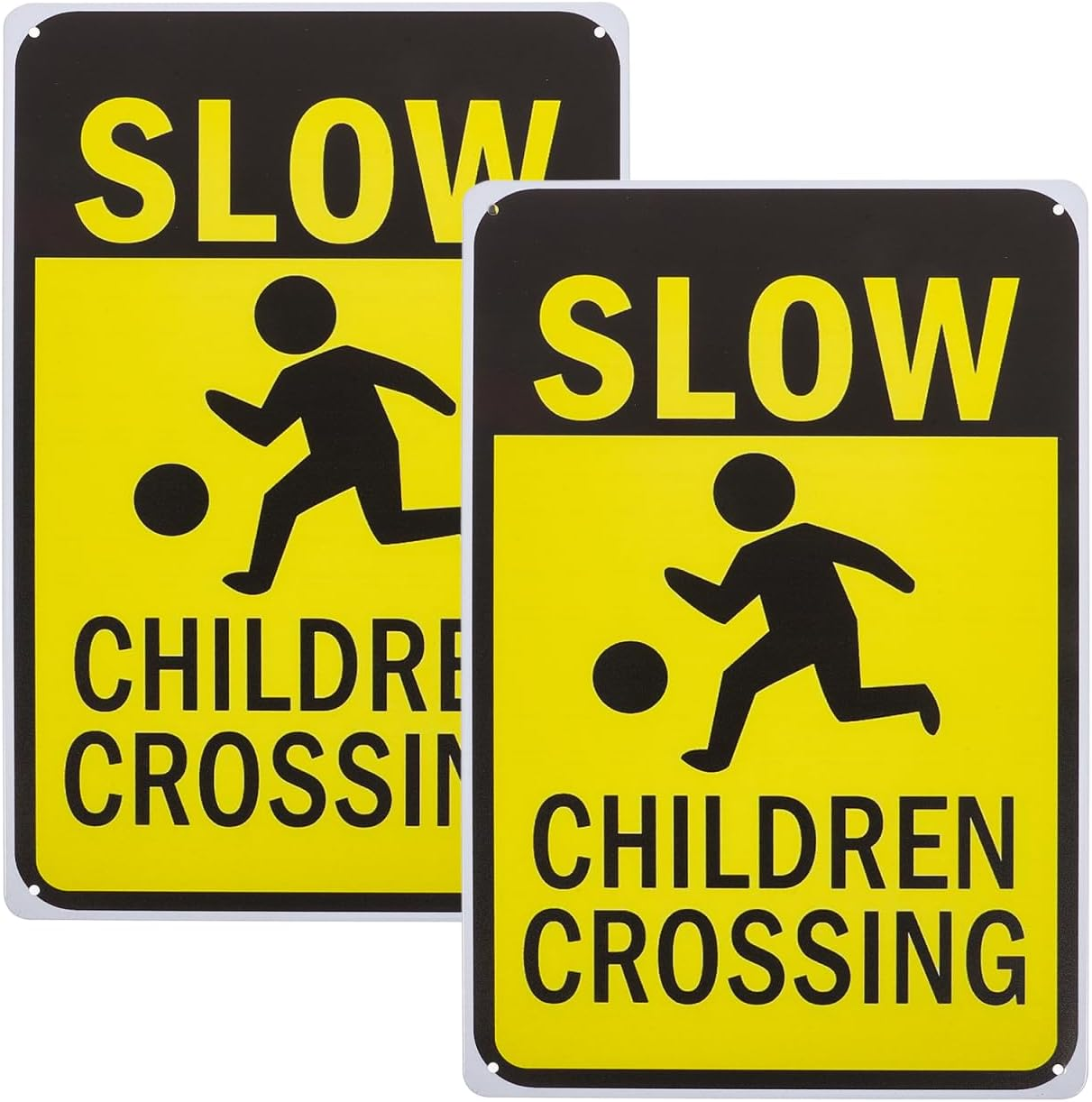 JECOMPRIS 2Pcs Safety Signs Slow at Play Signs Sidewalk Signs Road Signs Neighborhood Signs Please Slow down Sign Slow Children Playing Sign Driveway Signs Slow Sign Yellow Iron Sheet image number 1