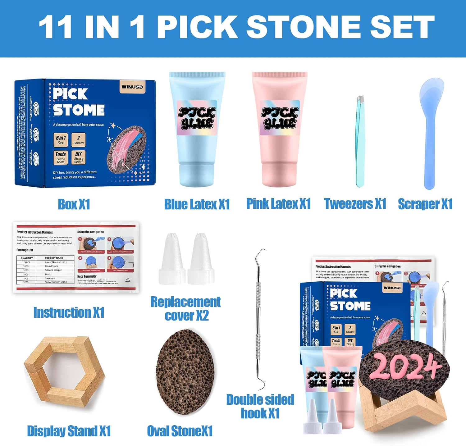 11Pcs Pick and Peel Stone Kit, Skin Picking Fidget Toys, Fidget Picking Stone Kit for Anxiety Relief, Pick Peel Calming Stone, Adult Fidget Toys, Picky Pad Stone, Picking Rock Gifts for Adults&hellip;