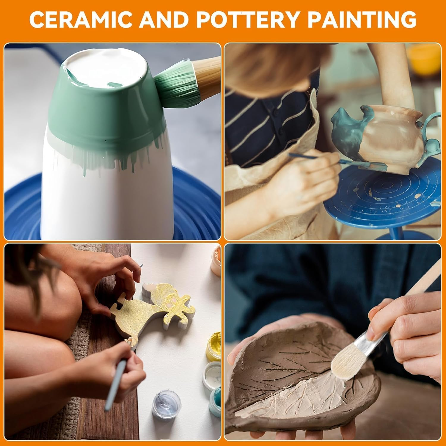 10Pcs Paint Pen Wool Brush Pottery Art Gilding Brush Acrylic Gold Leaf Brush Goat Hair Blending Brush,Art Paint Brush Nylon Painting Brushes with Wooden Handle,Art Paint Brushes Nylon Painting Brush image number 5