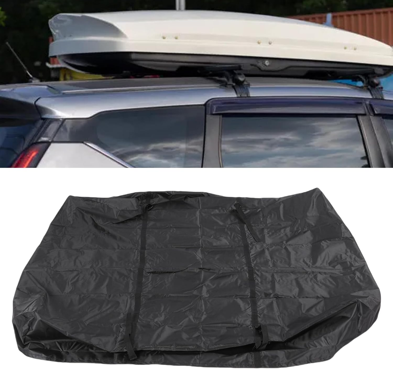 Car Top Rack Cover, Rooftop Top Cargos Carrier Cover 420D Silver Coated Oxford Fabric for All Cars, Rainproof Dust Proof Luggage Rack Covering for Outdoor Travel image number 5