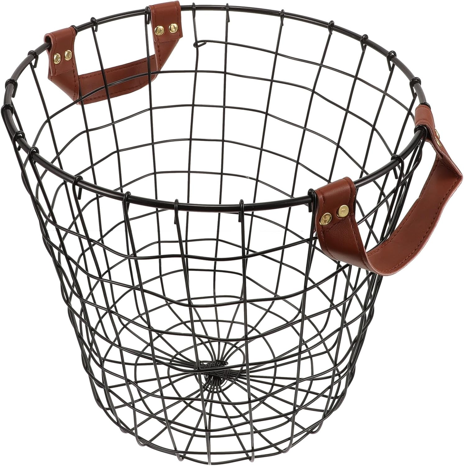 Round Metal Firewood Storage Basket with Handle Iron Wire Organizer for Logs and Sundries Large Capacity Rustic Carrier for Indoor Outdoor Use image number 4