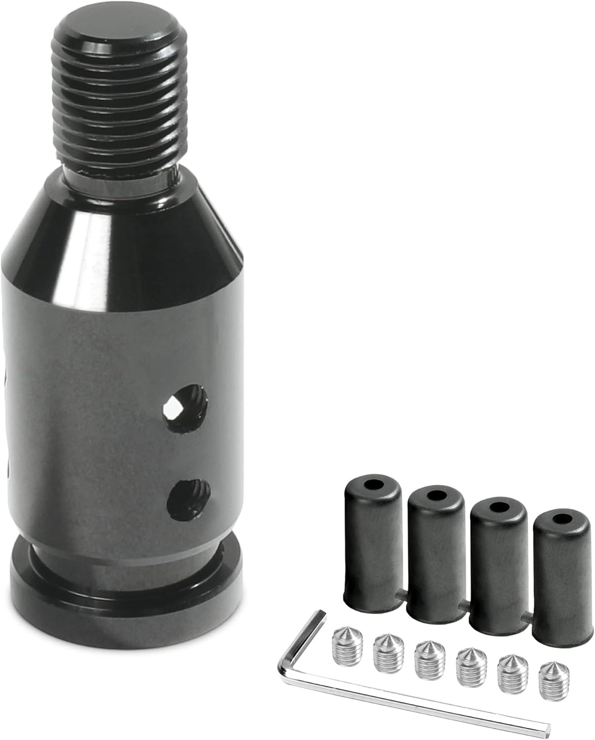 YAKEFLY Universal Gear Shift Knob Adapter,Aluminum Alloy Automatic Shifter Adapter Car Shift Knob Adapter,Shifter Knob Boot Retainer Gear Stick Connector for Non-Threaded Manual Gear M12X1.25 (Black)