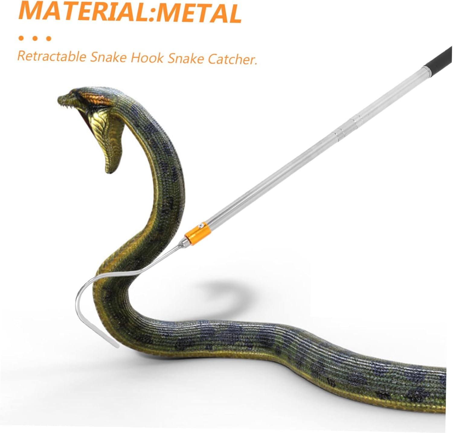 FONDOTIN Adjustable Stainless Steel Snake Hook Telescoping Tool for Safe Handling of Various Easy to Carry and Store for Snake Catchers and Enthusiasts