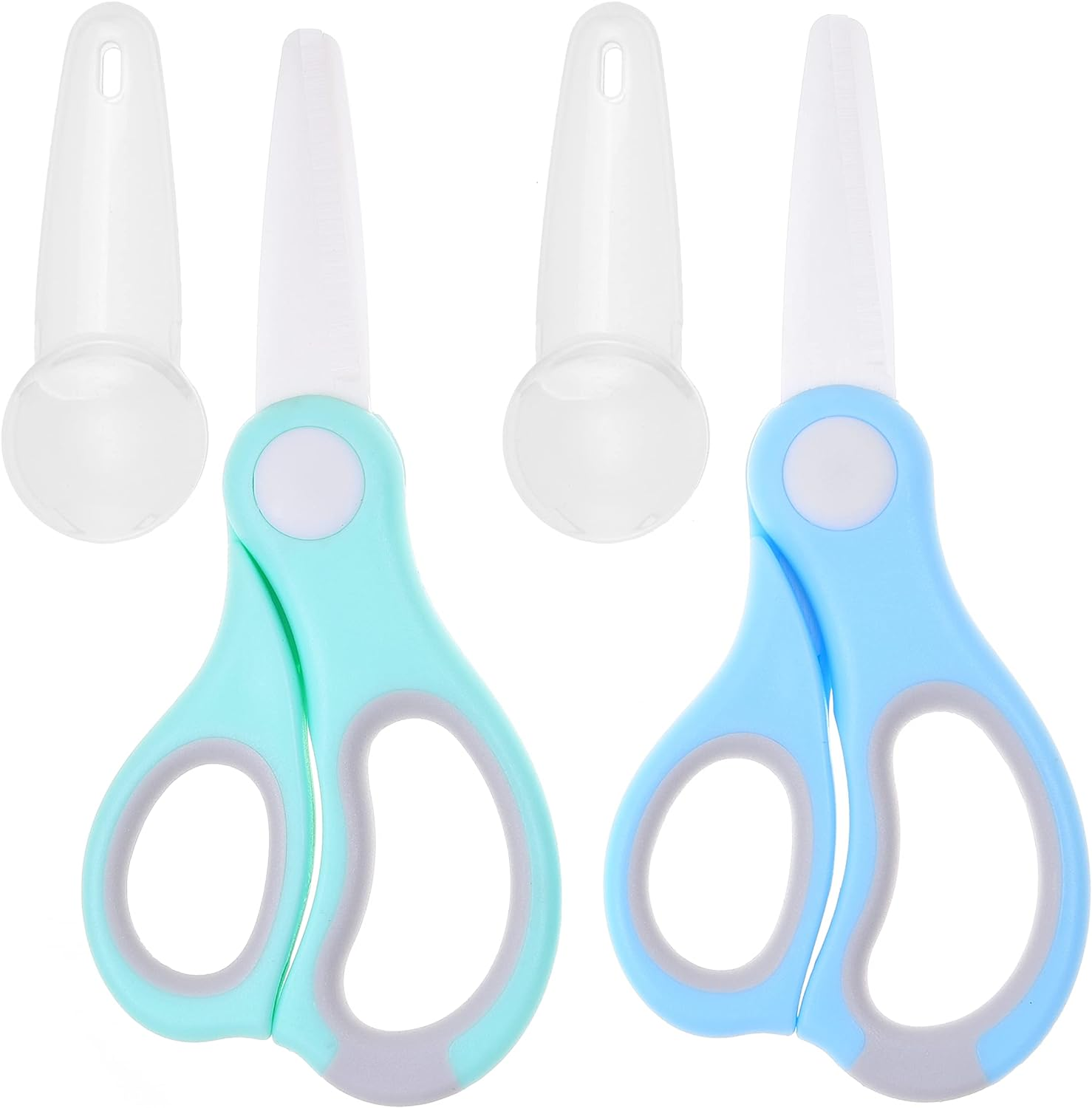 Ceramic Baby Food Scissors - Portable Shears - Healthy Food Cutter with Dust Cover and Storage Case - Cuts Meat, Chicken, Vegetables, Fruits (2-Pack)