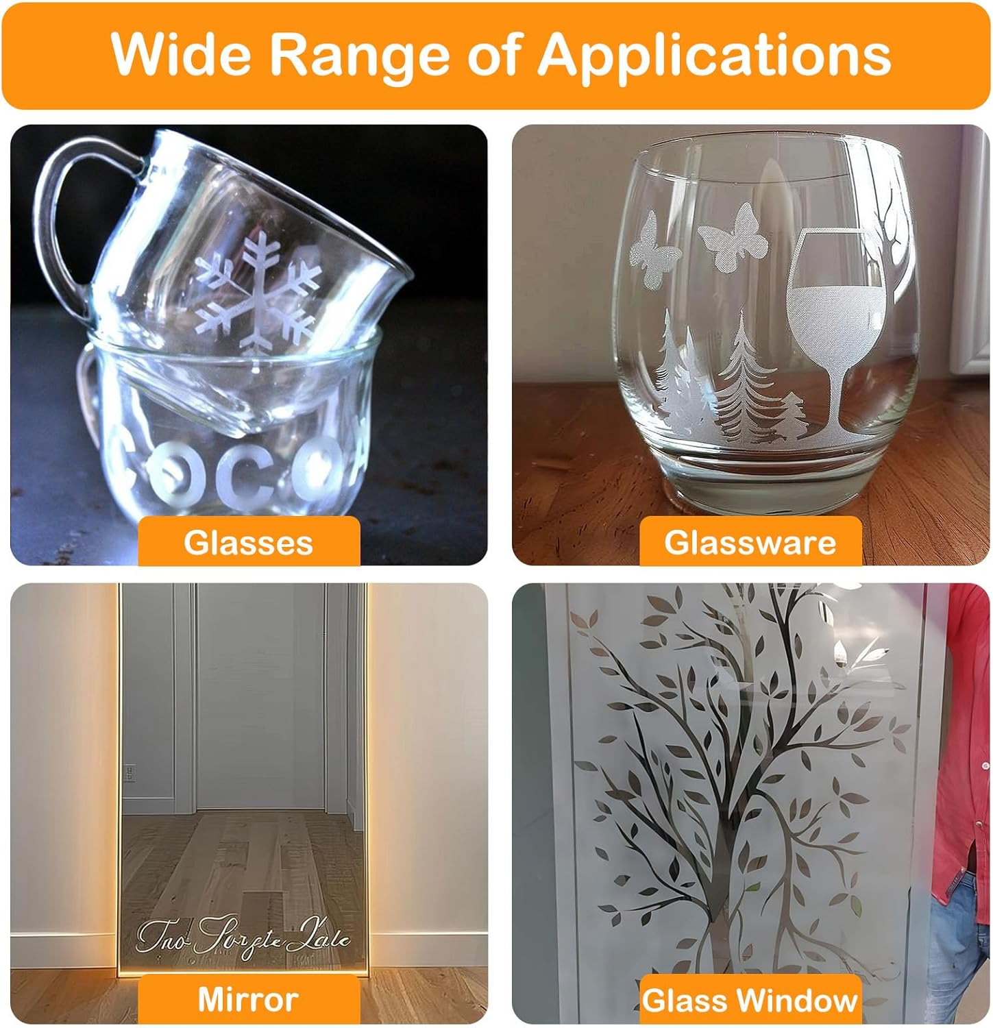 300G Glass Etch Paste Kit, Etching Paste for Glass Creates a Variety of Beautiful Designs on Glass Surfaces, Etch Gel Is Suitable for Glass Windows, Glass Cups and Other Glass Surfaces