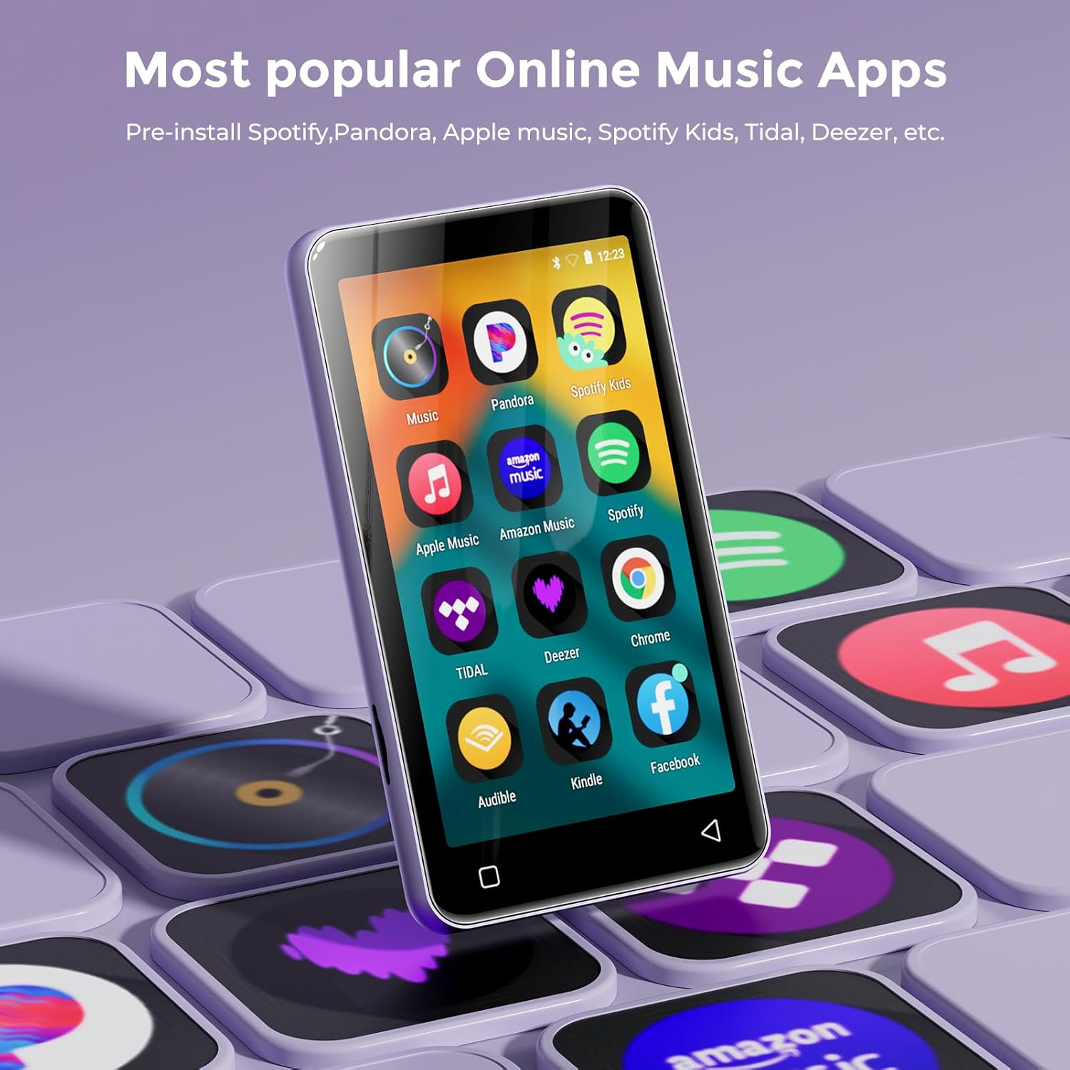 Innioasis 80GB MP3 Player with Bluetooth and Wifi, MP3 Player for Kids with Spotify, Spotify Kids, Pandora, Audible, 4.0" Touch Screen Music Player with Parental Controls, up to 1TB (White+ Purple) - Sky_Blue image number 5