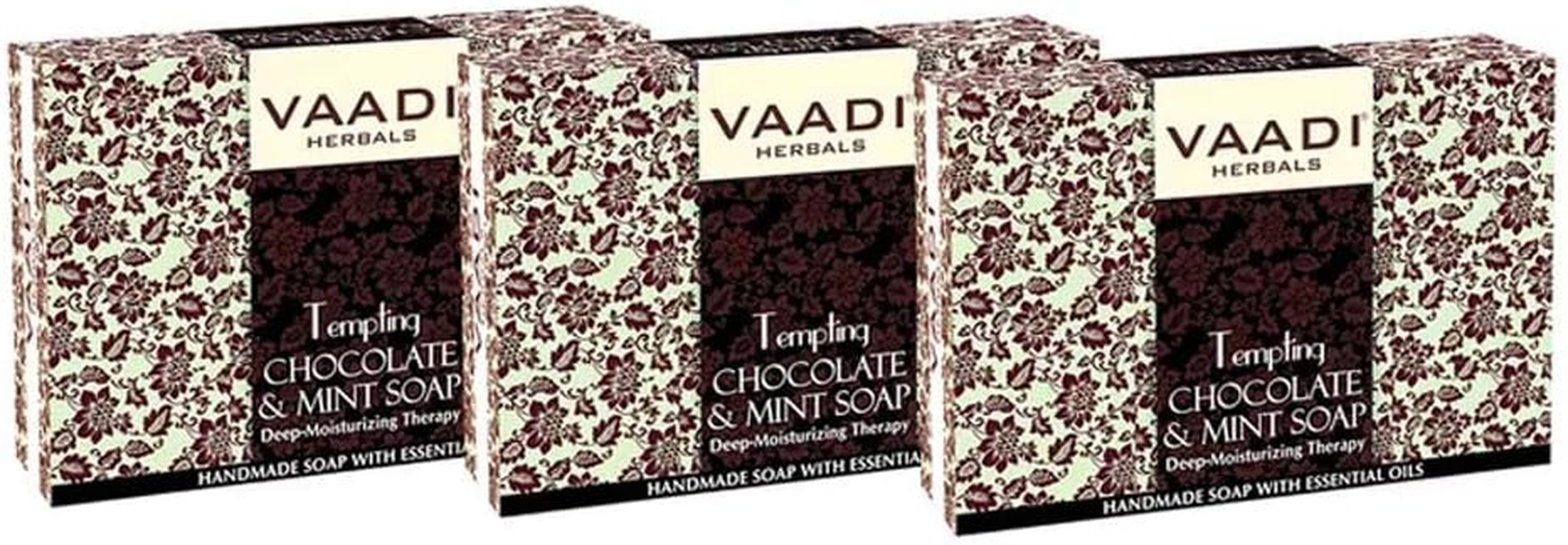 Chocolate and Mint Bar Soap - Deep Moisturising Therapy - Handmade Herbal Soap with 100% Pure Essential Oils - ALL Natural - Each 2.65 Oz - Pack of 3 (8 Oz) - Vaadi Herbals image number 4