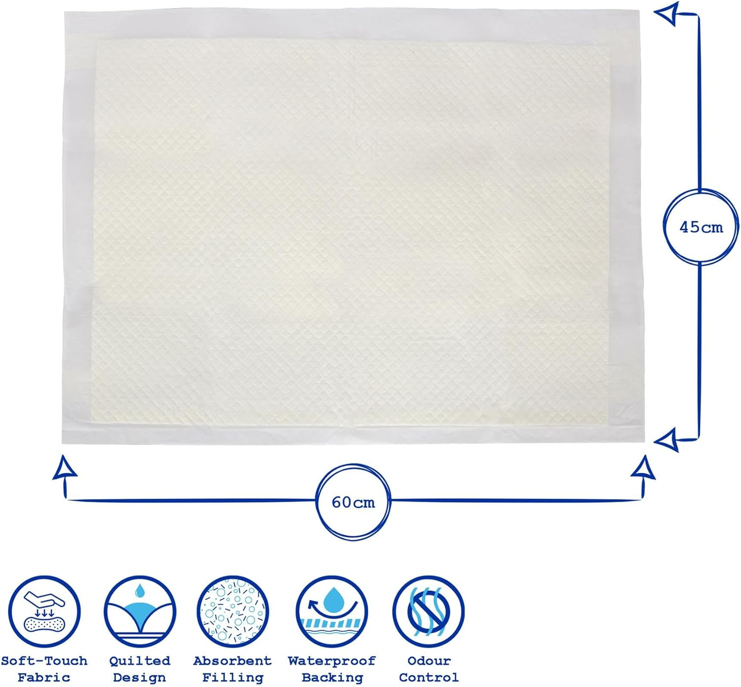 Harbour Housewares Disposable Puppy Pads - 45Cm X 60Cm - 100X Medium Absorbent Puppy Training Pads Leak-Proof Pee Pads for Dogs, Cats, Kittens Potty Training Mats image number 5