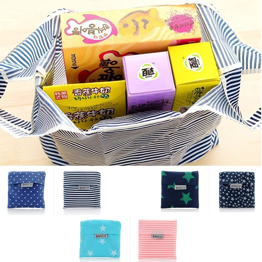 6 Pack Foldable Shopping Bag Portable Reusable Grocery Bags Handy Travel Bags for Household Outdoors image number 3