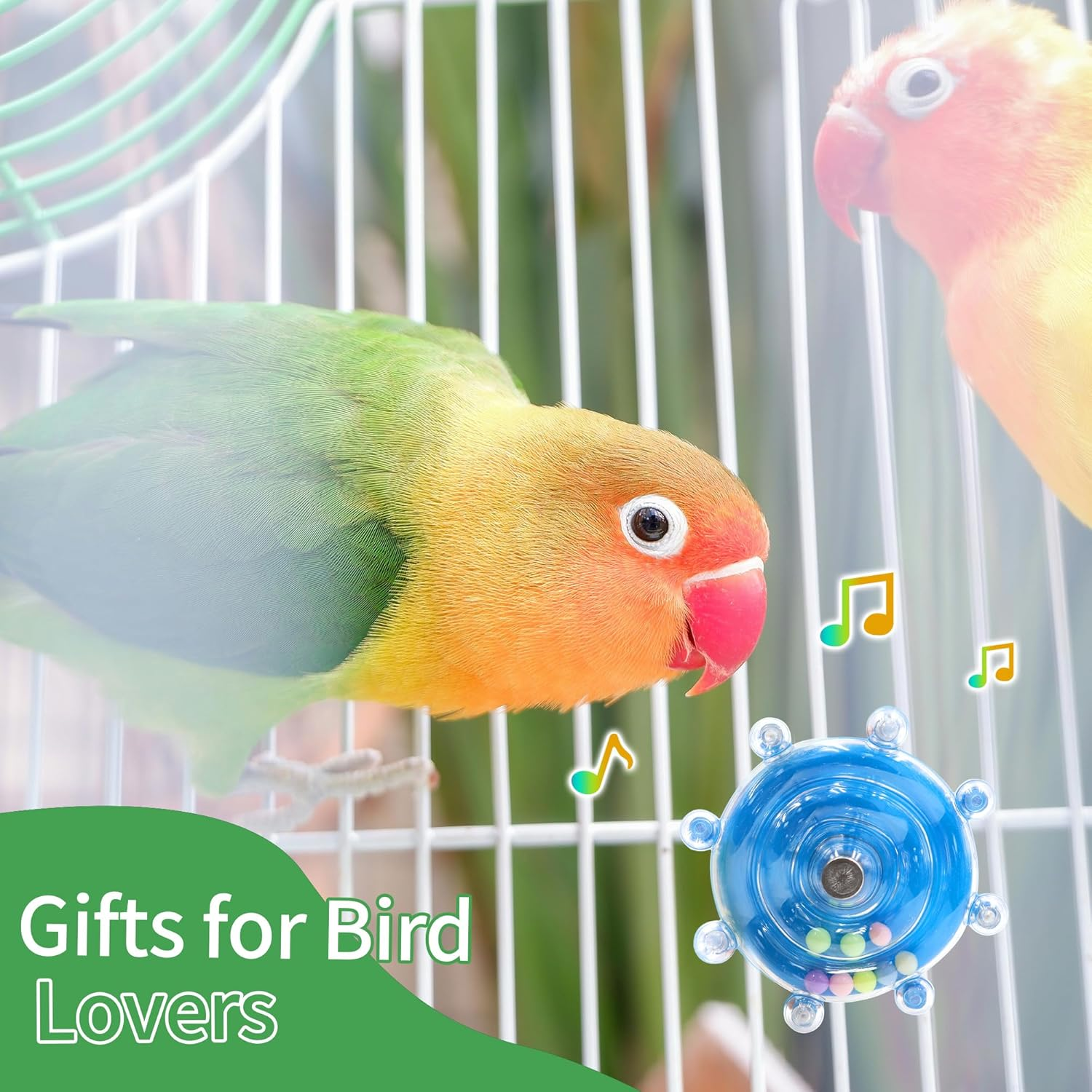 Bird Toys for Parakeets, Interactive Spinner Rattle Budgie Toys, Rotating Wheel Chew Parrot Toys for Medium Birds Small Cockatiels Conures Enrichment Toy (Blue) image number 2