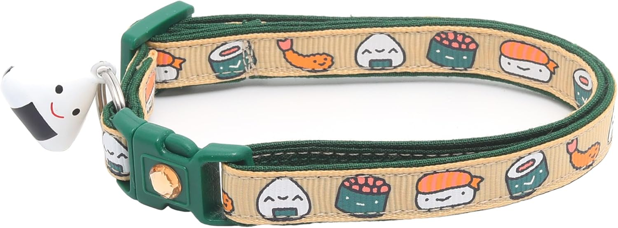 Sushi Cat Collar with Onigiri Bell | Adjustable Large Size or Kitten Collar | Safety Breakaway Collarr (Large(10Lbs & Up), Ginger) image number 5