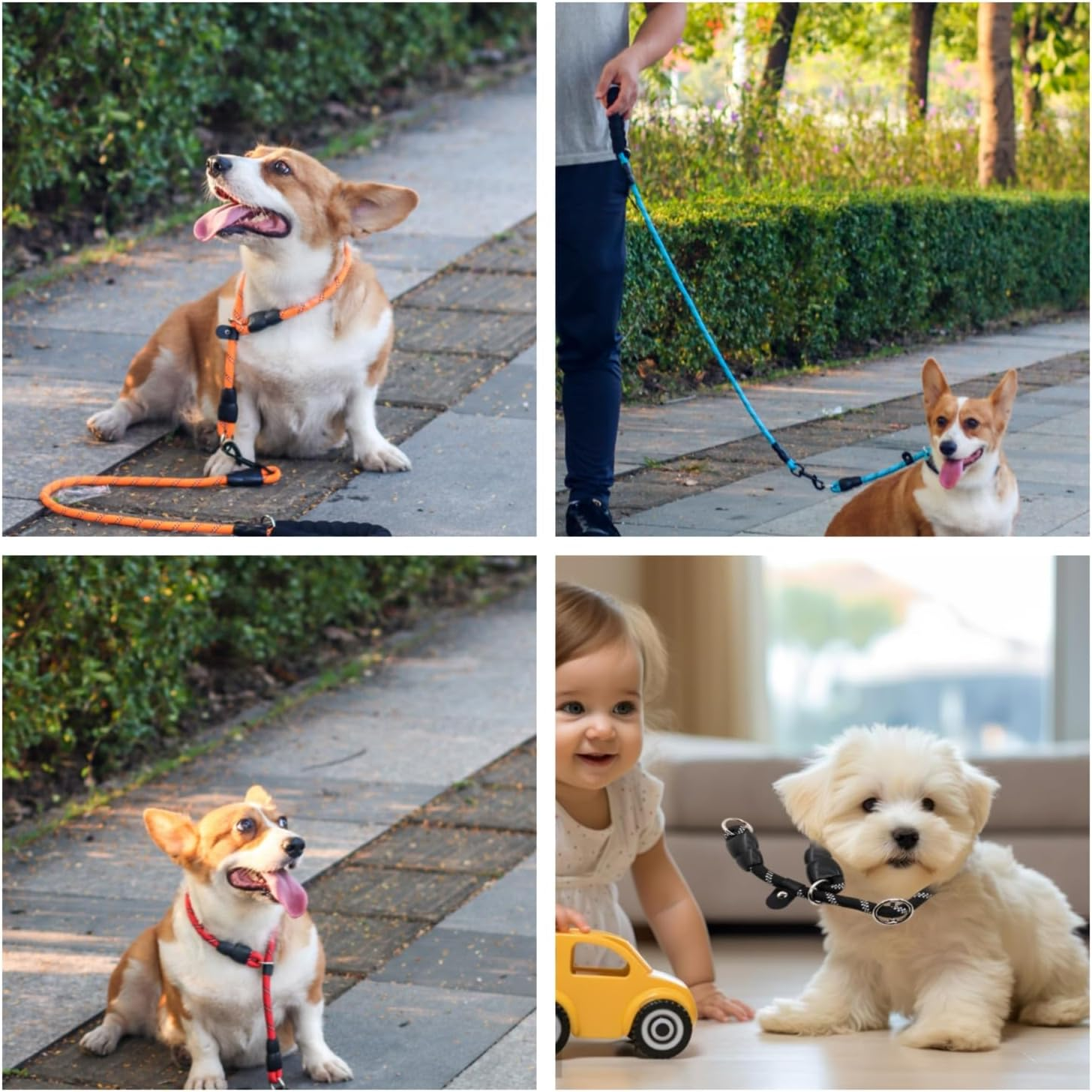 Lyfengdeam Dog Slip Collar Training Dog Collar with Reflective Strips,Puppy Braided Collar,Pets Nylon Rope Collar No Pull for Pet Outdoor Walking round Training Lead with Adjustable (Red, M) image number 7