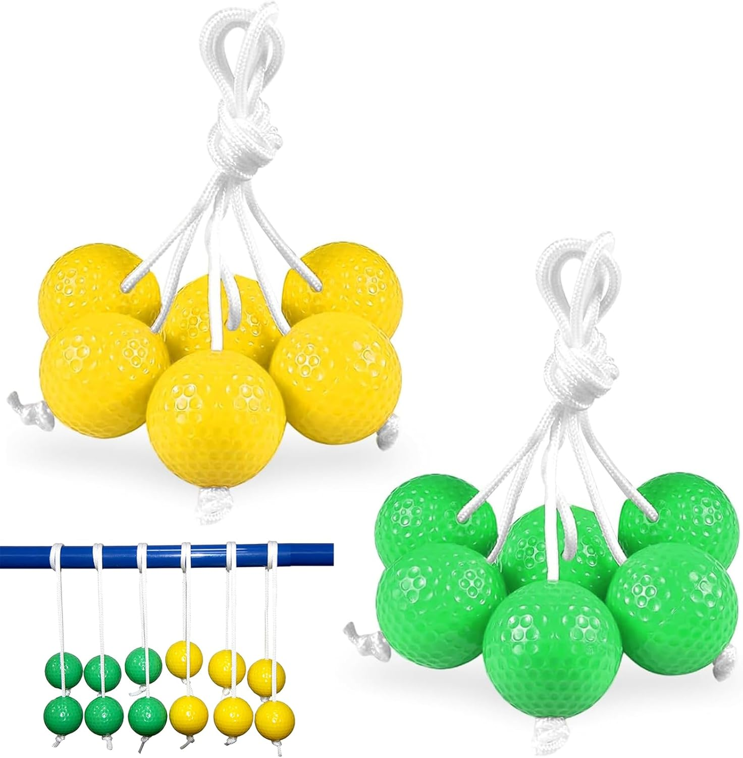 6 Pairs Golf Balls, Outdoor Ladder Golf Balls, 40 Mm Hard Golf Training Balls, Bolas Toss Toss Game, Ladder Toss Balls, for Group Activities, Children'S Activities, Family Interaction Games - Green +