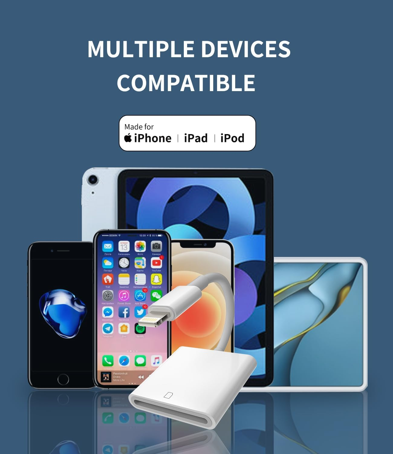 Lightning SD Card Reader for Iphone 14 13 12 Pro Max for Apple MFI Certified Adapter for Ipad Digital Camera Photo Transfer Memory Accessories Adaptor Drive Stick Converter Lighting Storage Connection image number 4