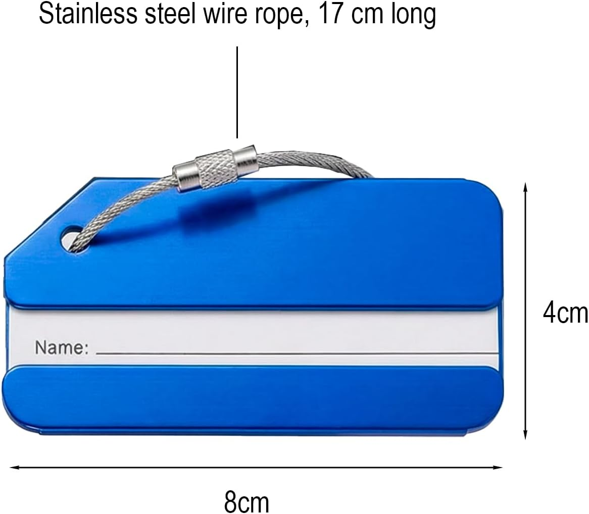 Luzcauwy 6-Pack Aluminum Alloy Luggage Tags, Durable Travel Bag Tags with Privacy ID Card & Stainless Steel Loop, Colorful Suitcase Identification Labels for Checked Baggage & Carry-Ons image number 2