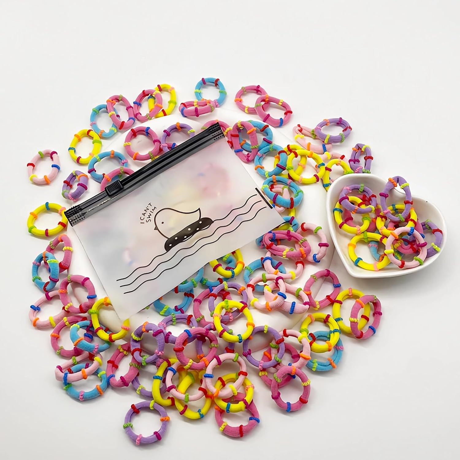 100 Macaron-Colored Leather Ropes, Seamless Cotton Stretchable Hair Bands, Cute Colorful Hair Bands, Hair Accessories for Girls and Children image number 3