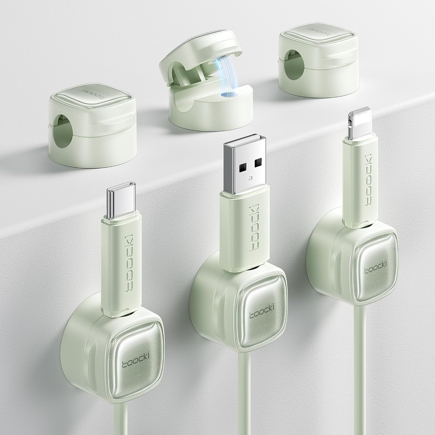 Toocki 6 Pack Magnetic Cable Organiser, Adjustable Secure Cable Management, Wire Keeper for Phone USB Charger Cables, Ideal for Home, Office, Car, Desk,Nightstand Spaces