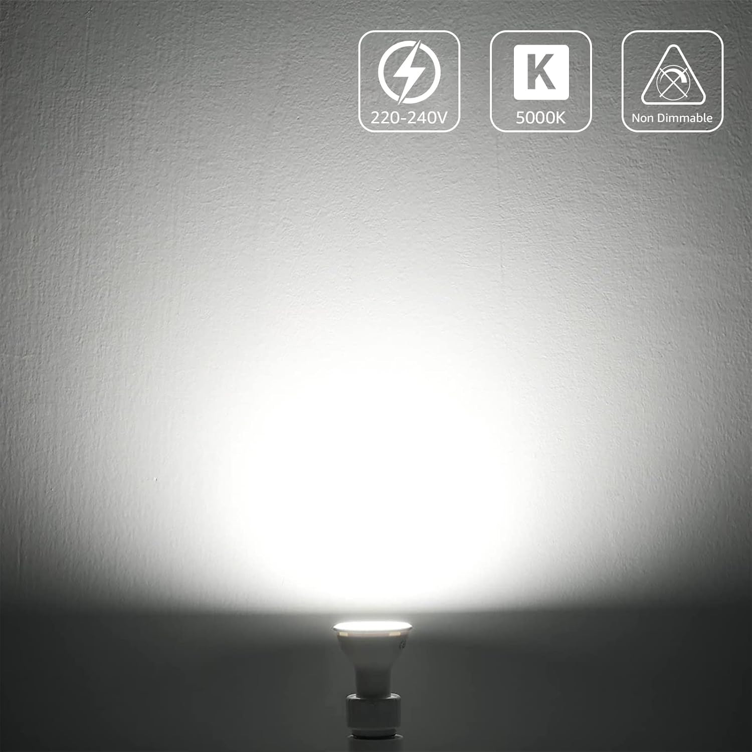 Lepro GU10 LED Bulbs, Cool White 5000K, 4W 345Lm Energy Saving Light Bulbs, 32W Halogen Spotlight Equivalent, 100&deg; Beam Angle, AC 220V-240V, Non-Dimmable, Pack of 5