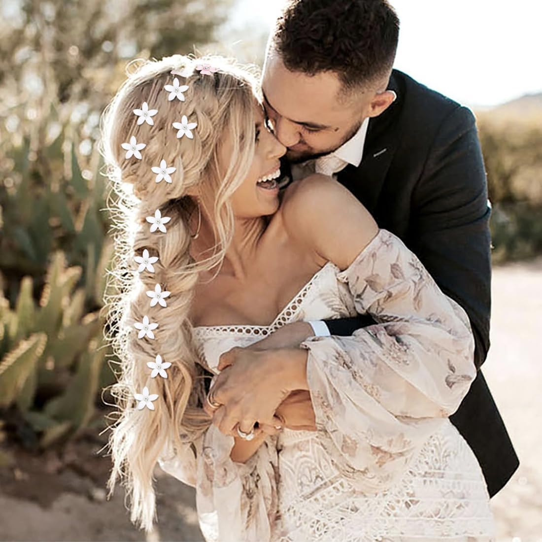 WUSJCOF 20 Pieces Mini Flower Hair Clips Cute Rhinestone Hairpins Small Decorative Wedding Hair Clips Bridal Hair Accessories for Girls and Women (White Flowers) image number 5