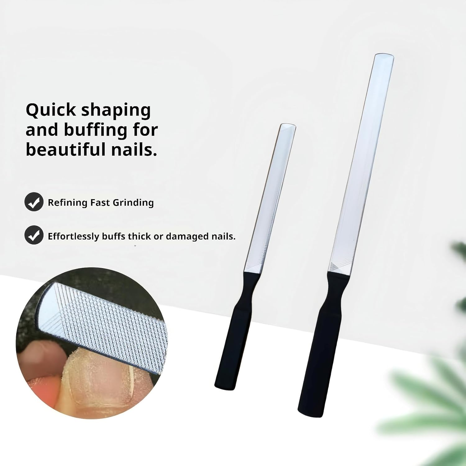 2 Pcs Professional Stainless Steel Nail Files for Thick Nails - Toenail & Fingernail Files Set for Natural Nails, Heavy Duty Metal Nail File Kit for Woman, Men, Seniors, Dogs, Ergonomic Grip image number 1