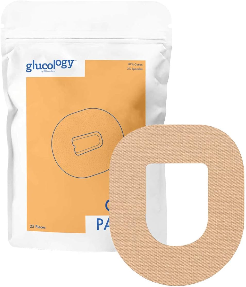 Glucology CGM Patches Compatible with Omnipod (Black) | 25 Pack | Waterproof & Hypoallergenic Adhesive Patch