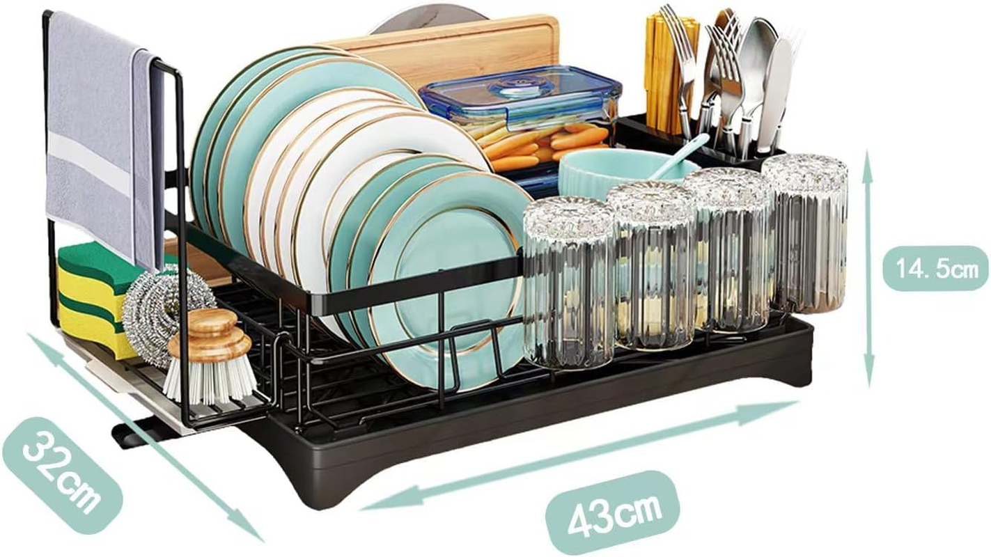Dish Drying Rack - Space-Saving for Kitchen Counter, Durable Stainless Steel Rack with a Cutlery Holder, for Dishes, Knives, Spoons, and Forks image number 4