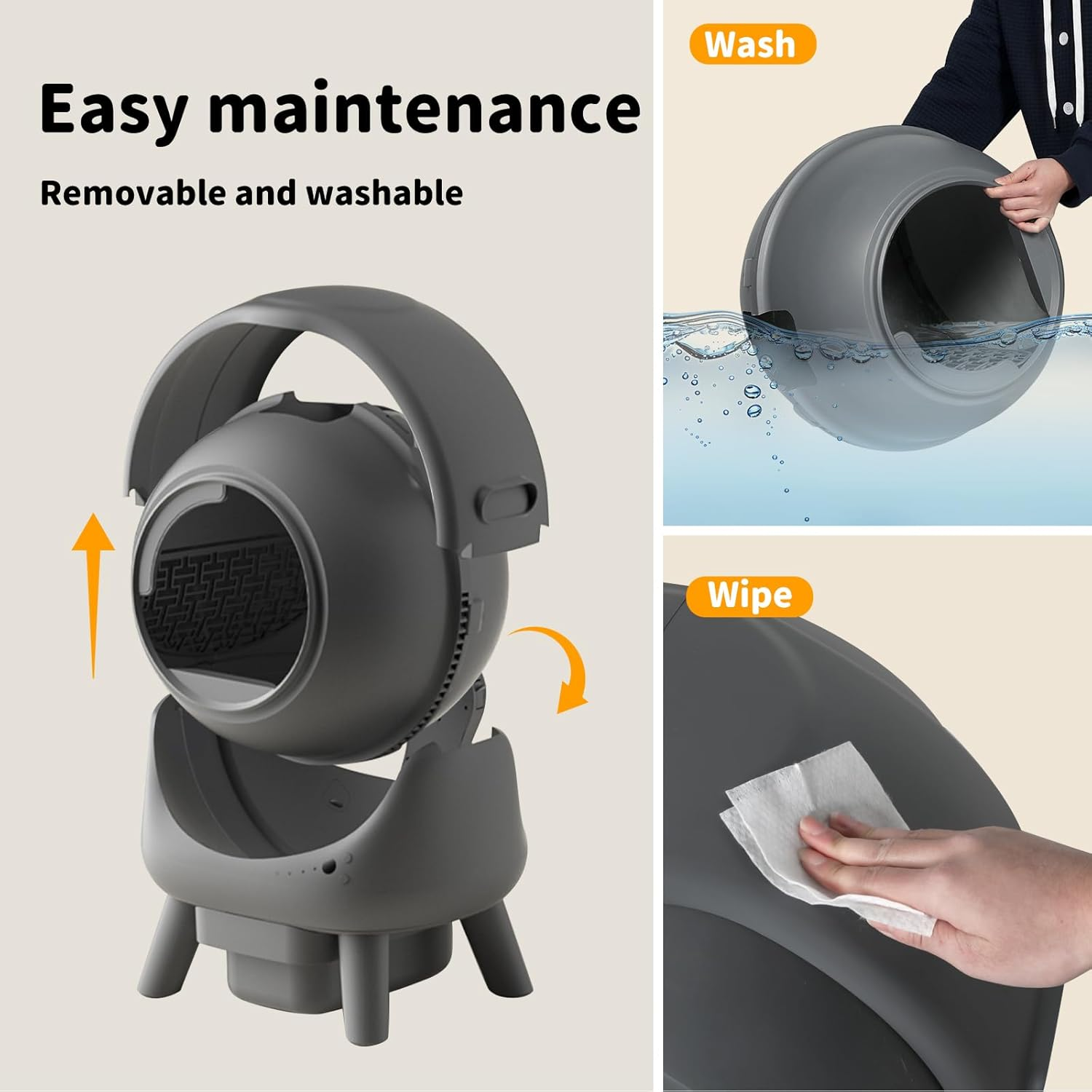 Pawz Self Cleaning Litter Box, Smart Automatic Cat Litter Box for Cats 1-8Kg, with APP Control, Odor Removal Safety Protection for Multiple Cats, Includes 1 Roll of Garbage Bags and Mat image number 5