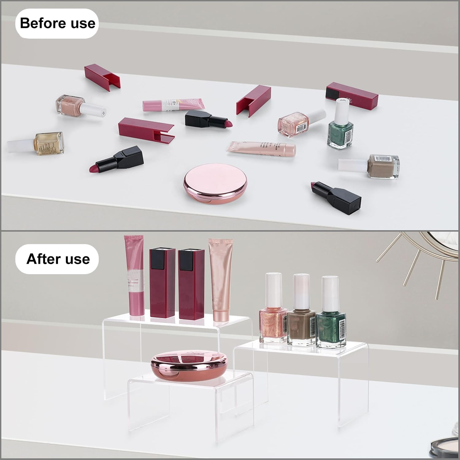 8 PCS Acrylic Risers, Clear Acrylic Riser Display Stands, Suitable for Jewelry, Candles, Toys, Perfume, Collection, Decoration, Cupcakes image number 5