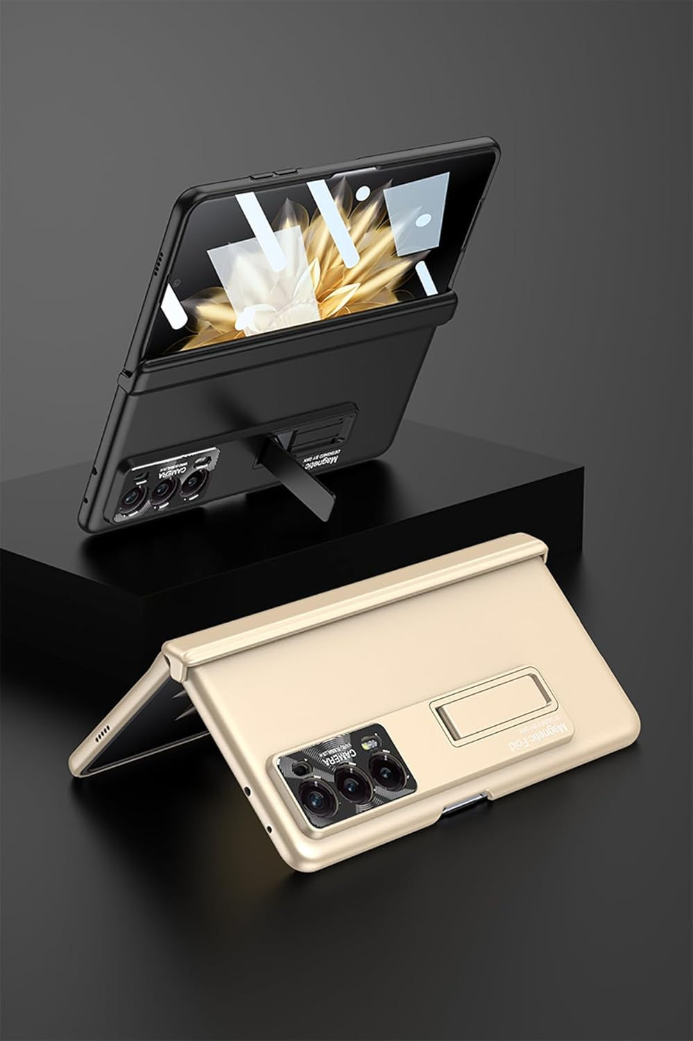 COQUE Honor Magic V2 Case with Tempered Film,Hinged Folding All-Inclusive Shell,Folding Phone Cover for Honor Magic V2-Black, AI009 image number 2