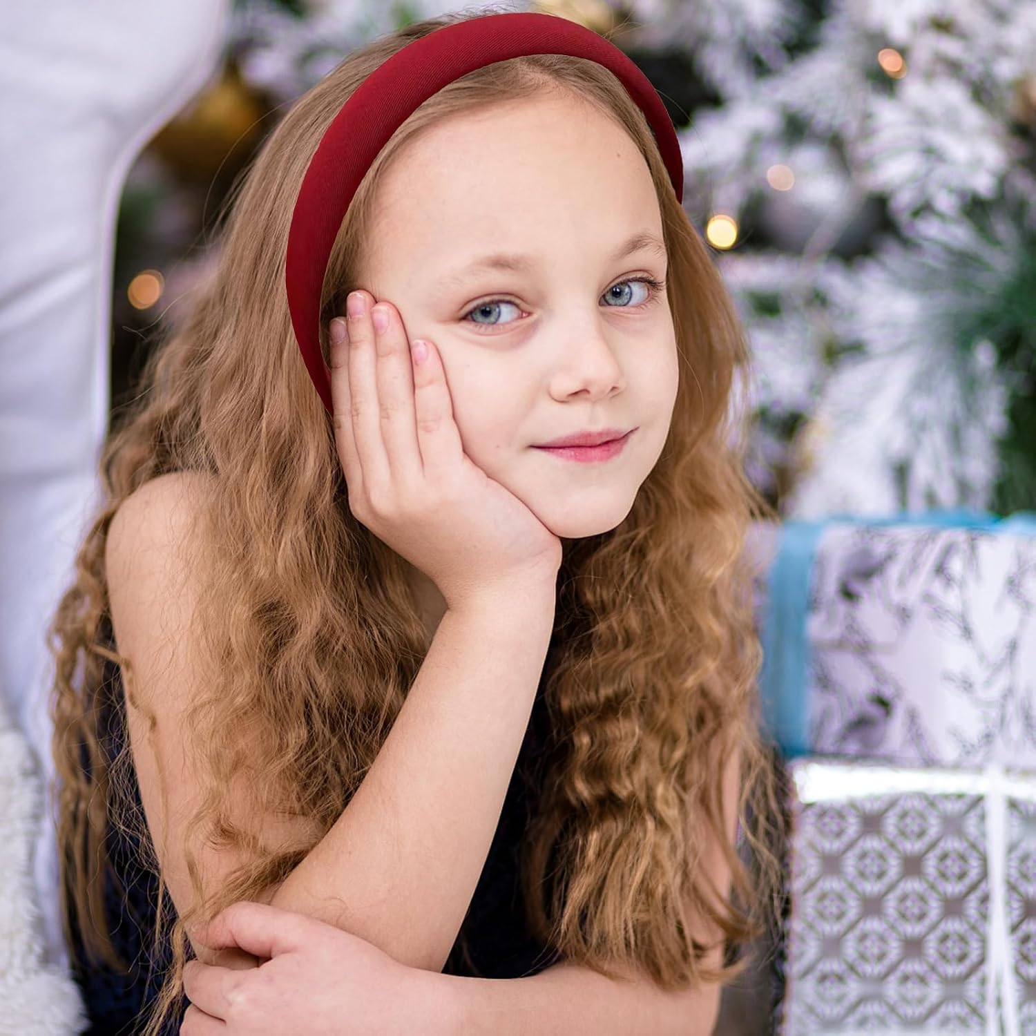 DHWEKU Headband, Vintage Hair Band, Headband Knot Warp, Wide Retro Headband Hair Band, Fabric Headband for Women Girls Deliveries, with Elastic Bands and Hair Bands, 3-Piece Set image number 3