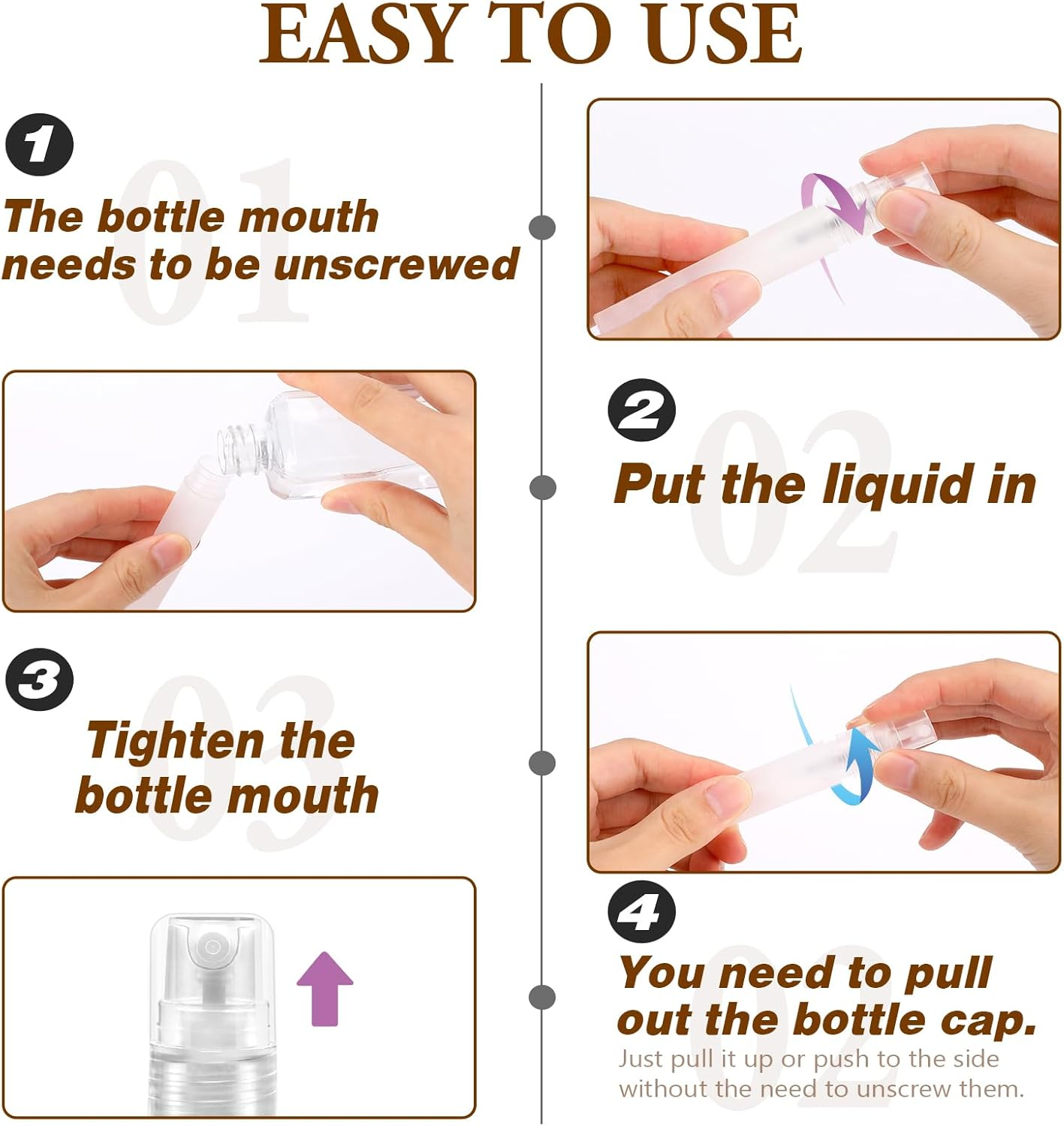 Mozeat Lens Pack of 6 Plastic Perfume Refillable 8 Ml Perfume Atomiser Mini Spray Bottle Portable Empty Perfume Sample Bottles for Travel Going Out image number 6