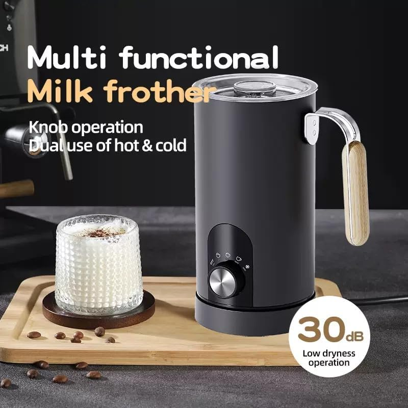 Electric Milk Frother and Steamer with Hot/Coldsettings, 5 Modes & Eco Coating Effortless Cleaning, Creates Silky Smoothfoam for All Coffee Types Black image number 1
