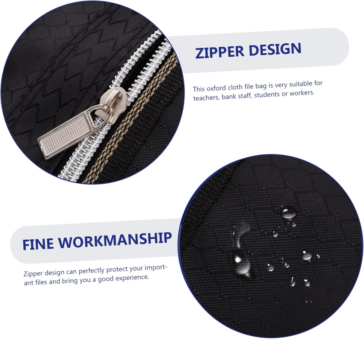 ARTIBETTER Oxford Cloth File Pouch A4 Size Double Zipper Canvas Document Organizer Portable File Bag for Office and School Filing Storage image number 5