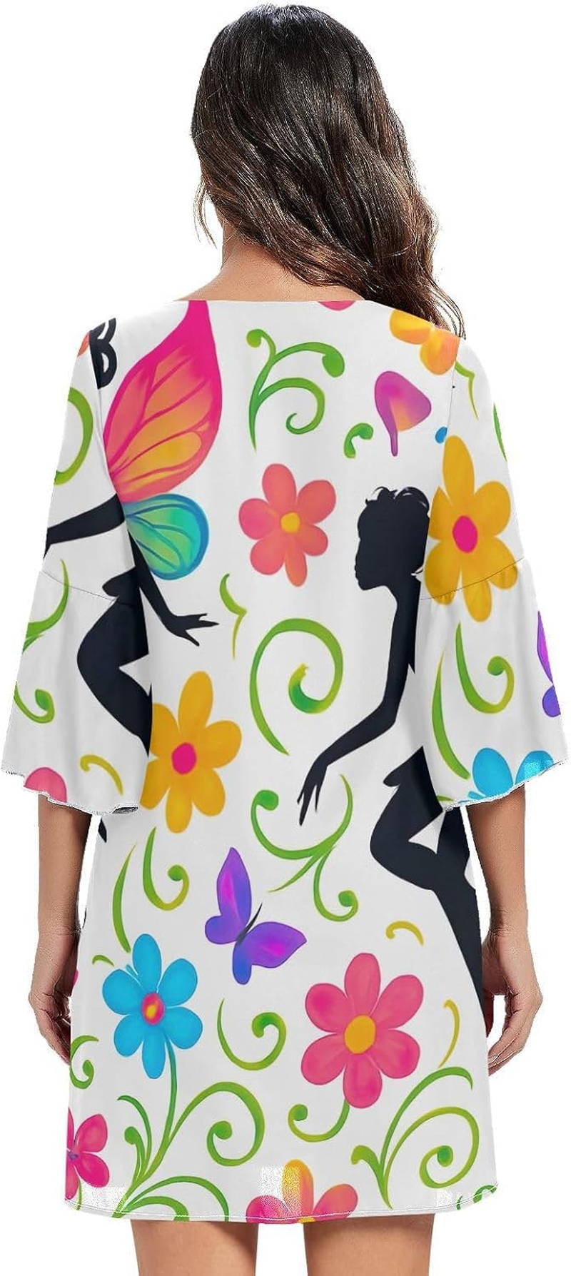 Fairy Butterfly Wings Chiffon Dress 3/4 Sleeve Maternity Dress Party image number 5