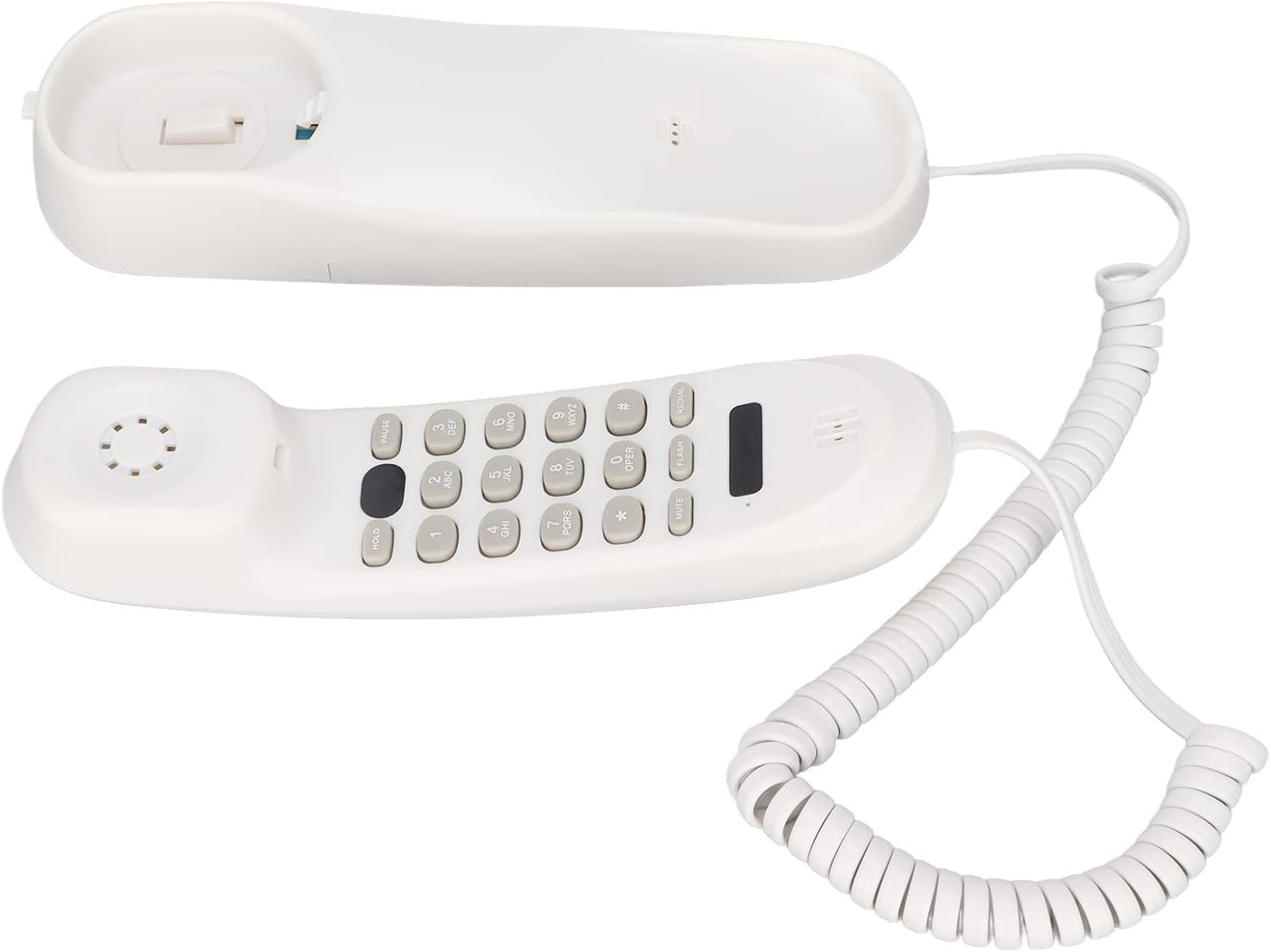 Wall Mounted Home Phone, Corded Telephone, FSK DTMF Dual System, Pausemute Function, Space Saving, Powered by Telephone Line, for Hoteloffice