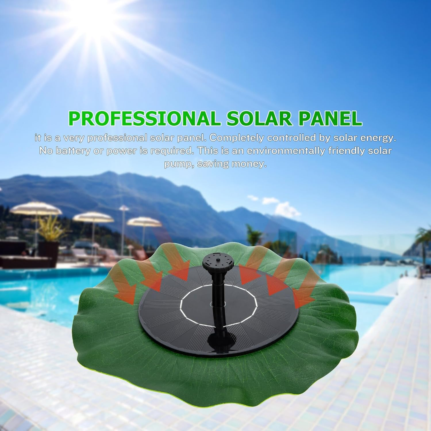 Solar Powered Fountain Kit Lotus Leaf Design Outdoor Water Garden Sprinkler Pool Solar Fountain Pump Practical Decorative image number 6