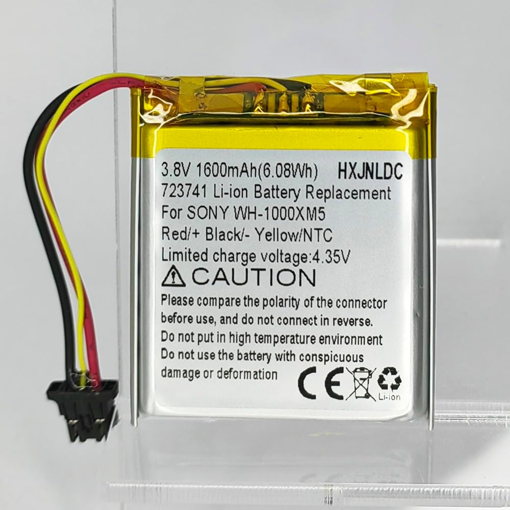 DC 3.8V 1600Mah Lithium Battery Replacement for Sony WH-1000XM5 Bluetooth Wireless Noise Canceling Stereo Headset 723741 image number 5