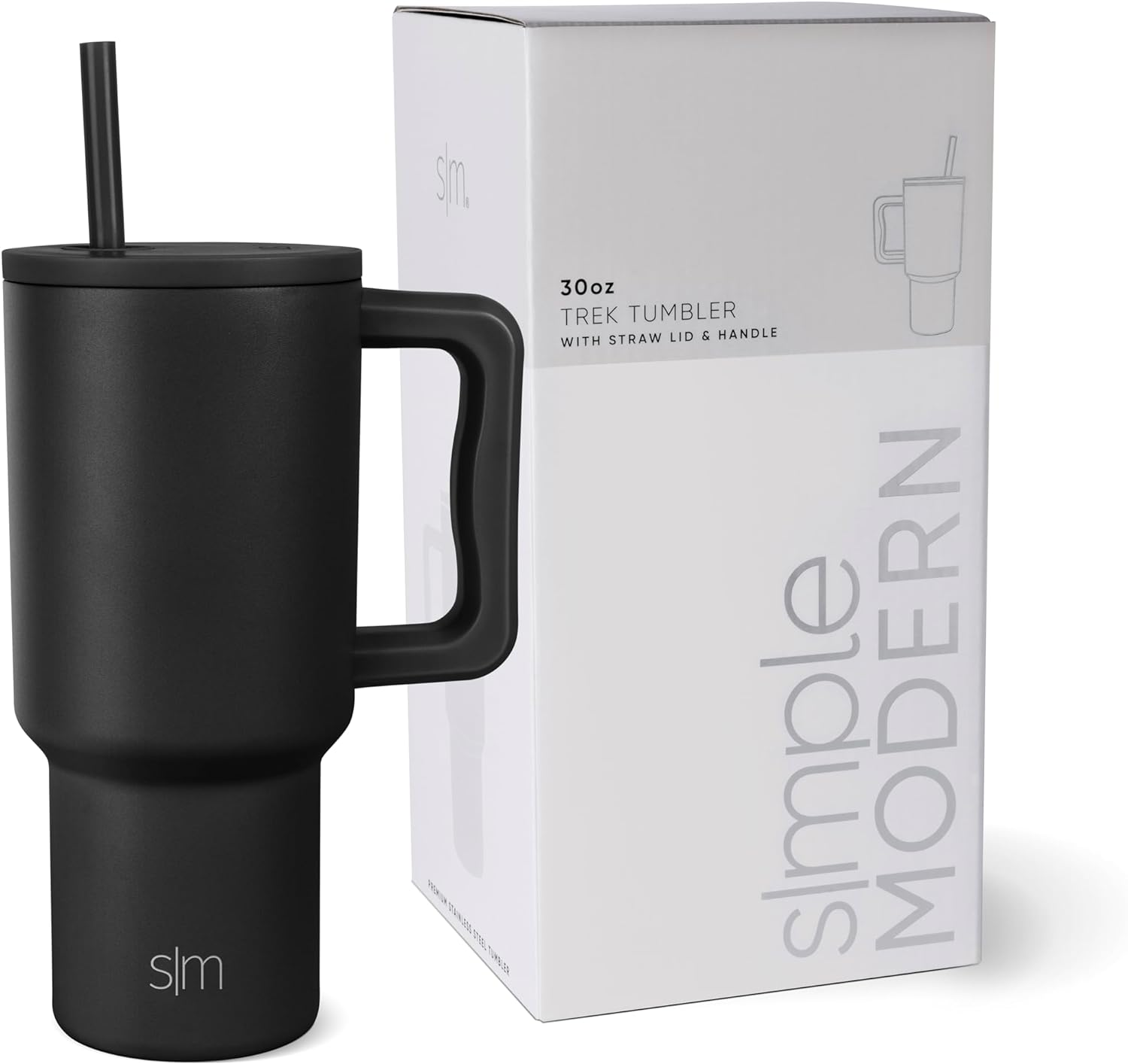 Simple Modern 30 Oz Tumbler with Handle and Straw Lid | Insulated Cup Reusable Stainless Steel Water Bottle Travel Mug Cupholder Friendly | Gifts for Women Him Her | Trek Collection | Sea Glass Sage