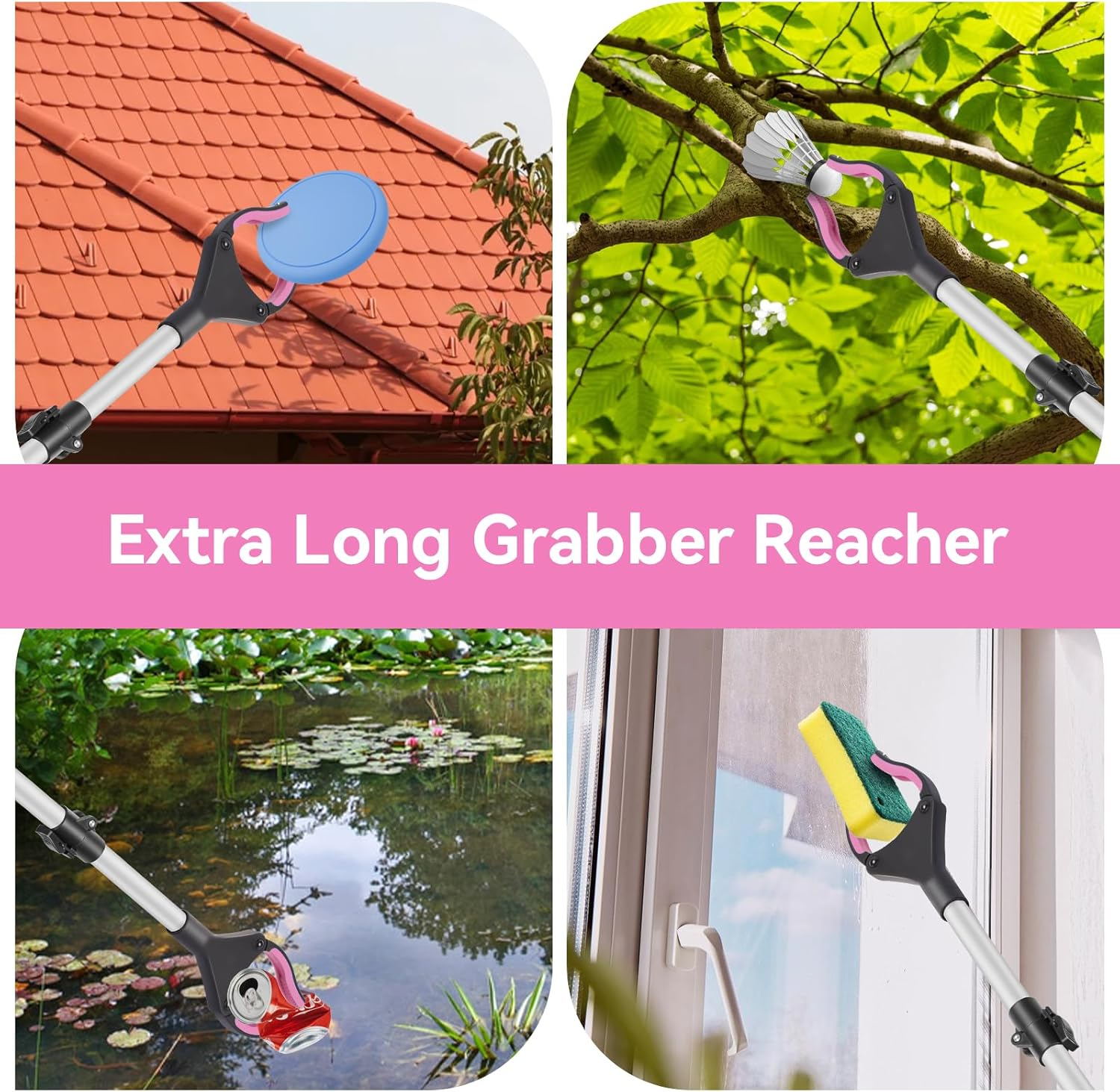 48" Grabber Reacher Tool-Extra Long Grabber for Seniors and Elederly Pickup Tool Trash Picker Foldable Gripper and Reaching Tool Pick up Stick Grabbers for Surgery Recovery Must Haves Gifts(Pink) image number 3