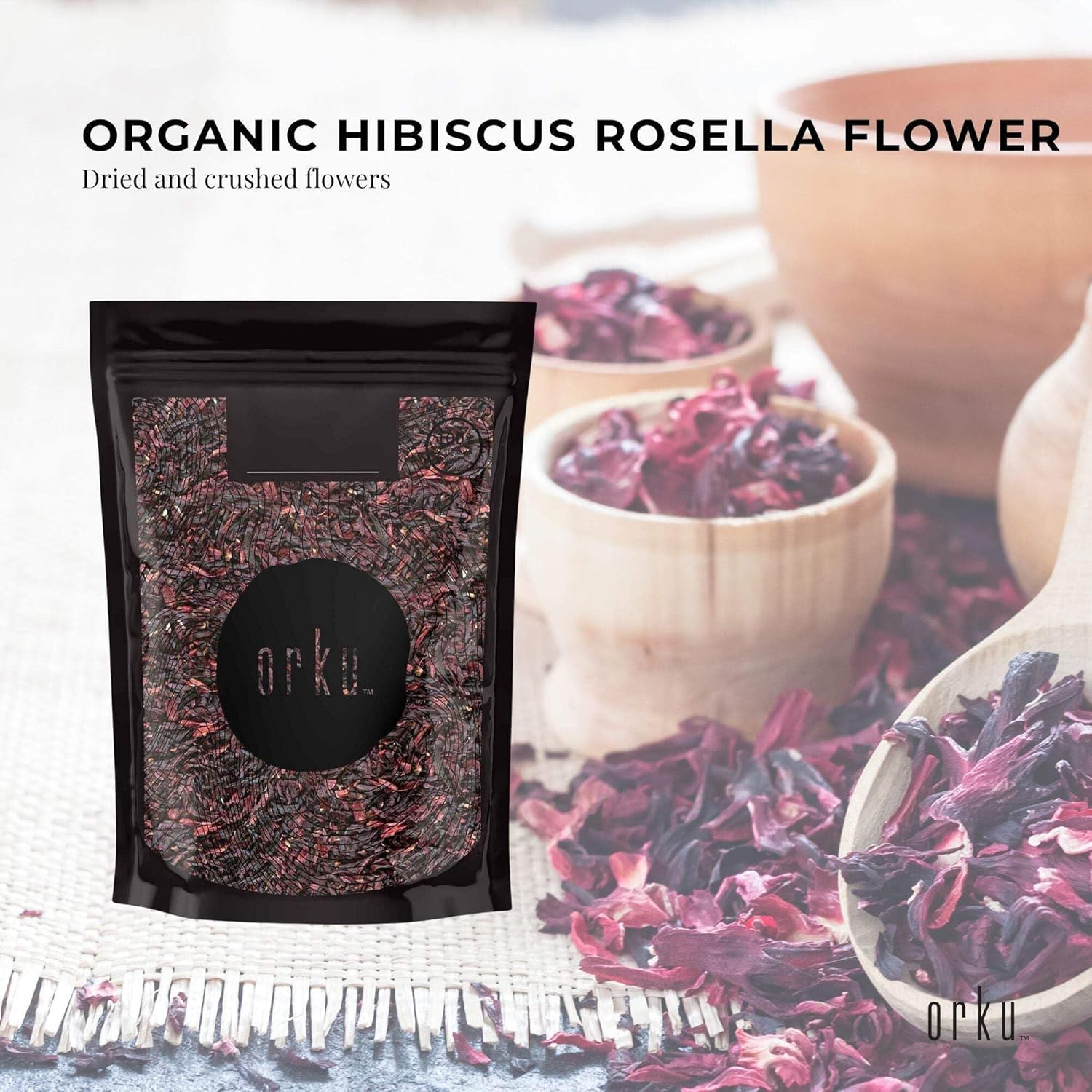 400G Organic Hibiscus Rosella Flower Crushed - Dried Herbal Tea Supplement image number 2